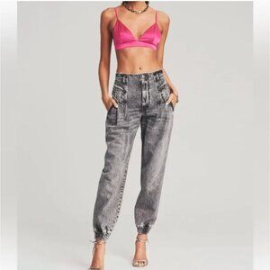 Retrofete MIRIAM High Rise Distressed Denim Joggers 80s Style Jeans Size 26